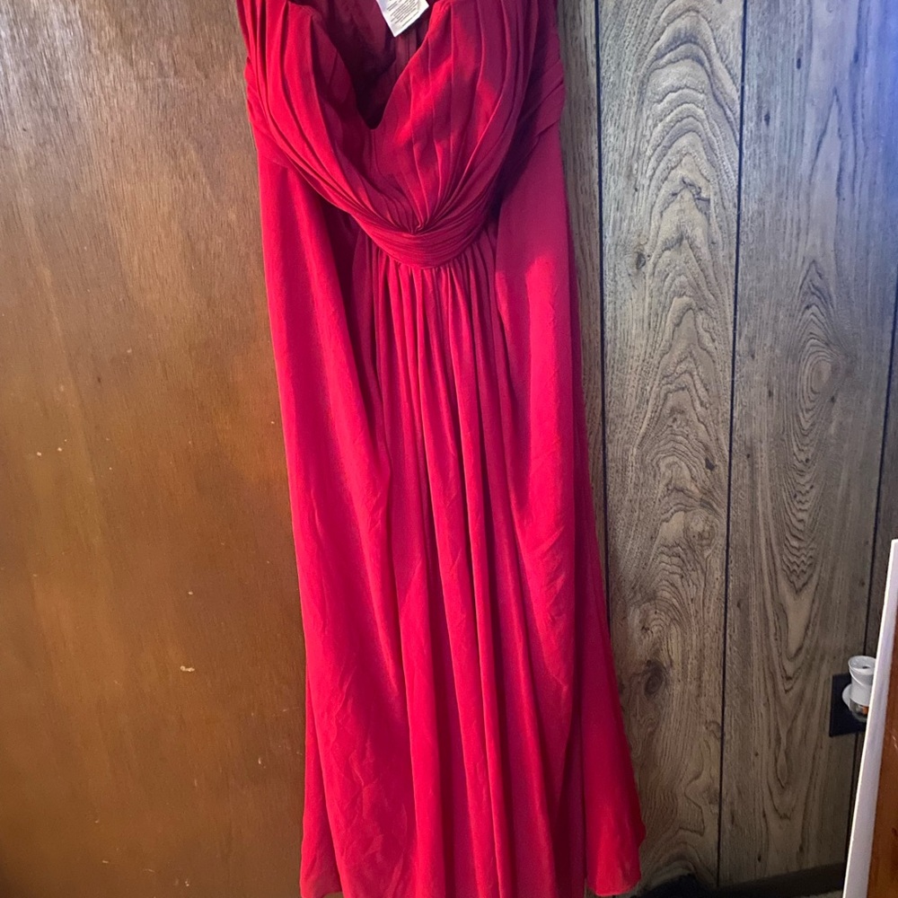 Red chiffon David’s Bridal Bridesmaid Dress